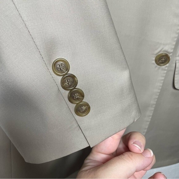 Brooks Brothers 1818 Fitzgerald 100% Wool Beige Suit Coat Blazer Size 43R W37 - Picture 7 of 16